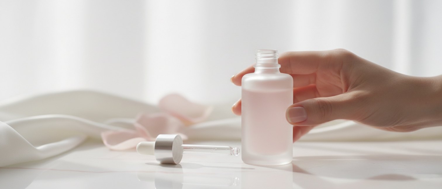 Sérum pour les yeux sur une surface en marbre